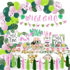 Nicolo Djungeltema Vilda Festtillbehör Wild One Ballongbanner Papperspinnar Tårtdekoration Babyflicka Födelsedagsdekoration Fest> Huvudbonader