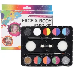 /NN/8 färger ansiktsmålningskit med 2 färger glitterpulver - perfekt för Halloween, jul - kropps- och ansiktsmålning för barn och vuxna> Smink