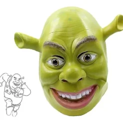 /NN/Shrek Mask Kostym Halloween Cosplay Vuxen Hel Huvud Grön Shrek Mask Latex Mask> Masker