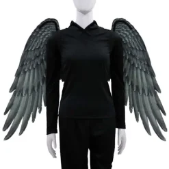 LBSS Non-Woven Tyg Festlig Ängla Vingar Halloween Oversized Svart Vita Vingar Kostym rekvisita Angel Wings><noscript><img width=