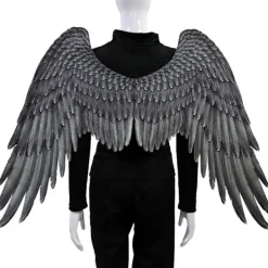 LBSS Non-Woven Tyg Festlig Ängla Vingar Halloween Oversized Svart Vita Vingar Kostym rekvisita Angel Wings><noscript><img width=