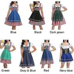 Ny Damkläder Tysk Oktoberfest Kostym Traditionell Bayerisk Öl Fraulein Karneval Piga Klänning Outfit (XL Grå Blå)><noscript><img width=
