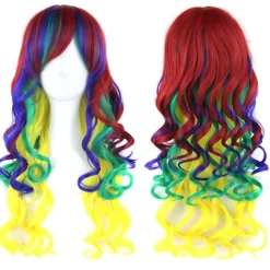 Ny gradientfärgad cosplay anime-peruk COS Harajuku-stil färgglad kvinnlig lång lockig peruk, lämplig för rollspel - JBS-07><noscript><img width=