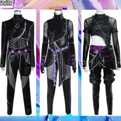 Ny K-POP Demon Hunters Cosplay Kostym Rumi Mira Zoey Anime Klänning Outfit&Rumi Svart Kostym&130 130> Dräkter