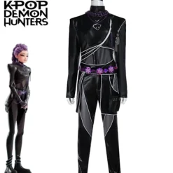 Ny K-POP Demon Hunters Cosplay Kostym Rumi Mira Zoey Anime Klänning Outfit&Rumi Svart Kostym&130 130><noscript><img width=