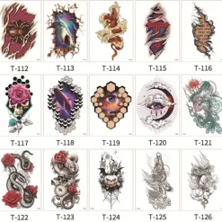 Nya Blom-Armtatueringar, Djur Buddha Staty Vattentäta Svartvita Temporära Överföringstatueringar för Män och Kvinnor> Smink