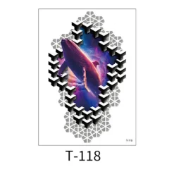 Nya Blom-Armtatueringar, Djur Buddha Staty Vattentäta Svartvita Temporära Överföringstatueringar för Män och Kvinnor> Smink