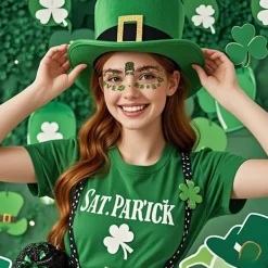 Nya irländska glittertatueringar för St Patrick's Day, vattentäta, för festliga helger, shamrock, ansiktsmakeup><noscript><img width=