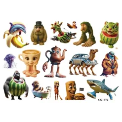 Nya italienska klassiker av Mountains and Seas spel tatuering klistermärken, engångs tecknade tatuering klistermärken, Brainrot Tung Sahur Tralalero | Fyndiq> Smink