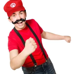 HNGM Nya Set med 2 Super Mario-hattar - Mario och Luigi Kepsar Röda och Gröna Vi><noscript><img width=