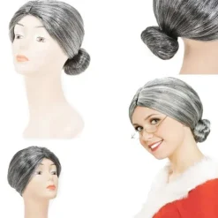 Nyhet Gammal Dam Kostym Set Grå Mormor Peruk Cosplay Set Scenshow Kostym[HK]><noscript><img width=