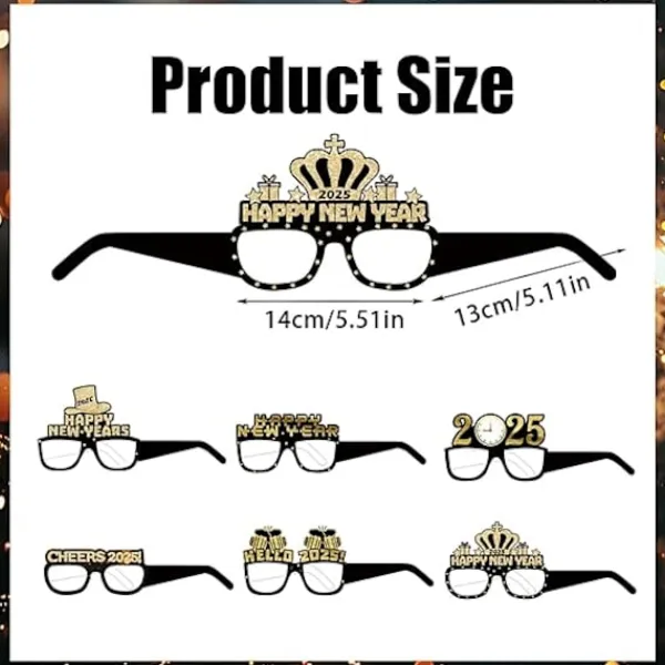 Nyårsdekorationer 2025 Partyglas för Barn Vuxna, 6 st 2025 Gott Nytt År Ögonbryn Fotobås Rekvisita> Tillbehör