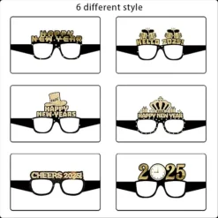 Nyårsdekorationer 2025 Partyglas för Barn Vuxna, 6 st 2025 Gott Nytt År Ögonbryn Fotobås Rekvisita><noscript><img width=