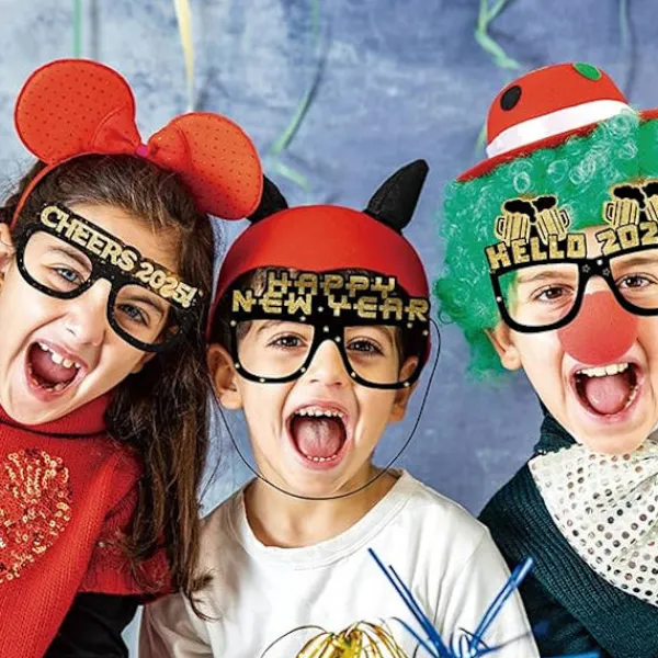 Nyårsdekorationer 2025 Partyglas för Barn Vuxna, 6 st 2025 Gott Nytt År Ögonbryn Fotobås Rekvisita> Tillbehör
