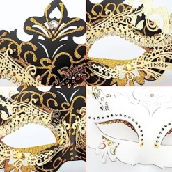 OCEAN Venetians mask (svart guld), för maskeradboll och kostym, för><noscript><img width=