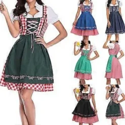 Oktoberfest Ölservitris Kostym Dam Bayersk Traditionell Dirndl Klänning Karneval (M Svart)> Dräkter