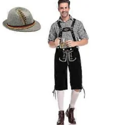 Oktoberfest och Ölfestival Bayersk Oktoberfest Kostymset för Män (2XL Svart)> Dräkter