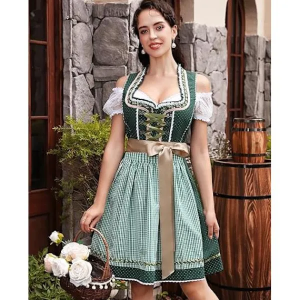 Oktoberfestdräkt reklamdräkt Halloween-pigadräkt barmaid-dräkt XL> Dräkter