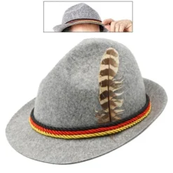 Oktoberfesthatt för vuxna, bayersk tysk öl-cosplayhatt, ljusgrå [JUN]><noscript><img width=