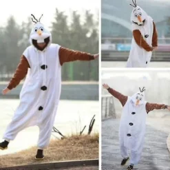 Olaf Frozen Vuxen Snögubbe Kostym Kigurumi Pyjamas Pyjamas Ozq Hög Kvalitet [FW] M M><noscript><img width=