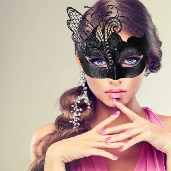 Olika Fjärilsformade Rhinestone Metall Venetianska Masker för Kvinnor> Masker