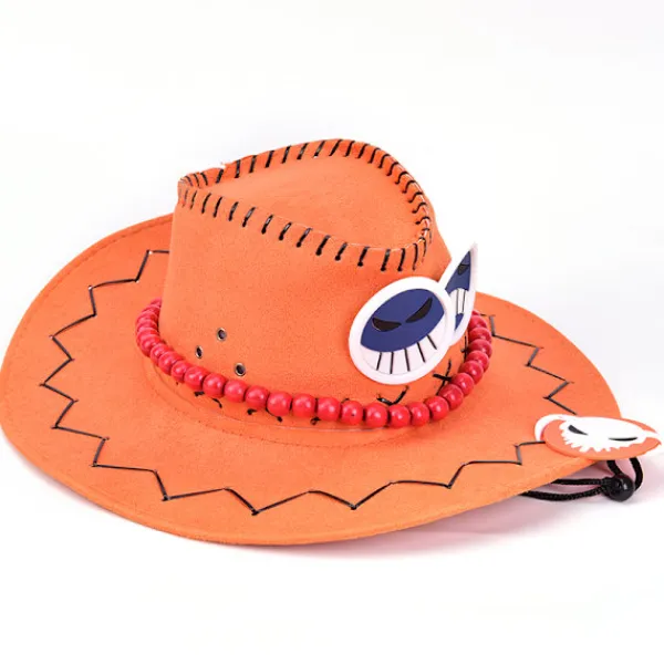 One Piece Ace Cowboy Hat Cosplay Hattar Pirates Cap> Huvudbonader
