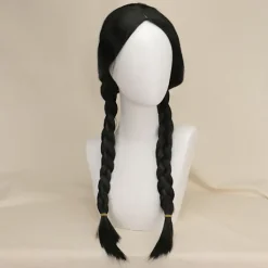 Onsdag Addams Cosplay Peruk Dam Långt Hår Peruk> Peruker