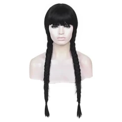 Onsdag Addams Vuxen Barn Onsdag Cosplay Peruk Adult B> Peruker