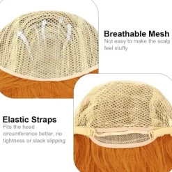 Orange Peruk för Kvinnor, 2st Peruk med Lugg, Lockig Peruk Lång Naturlig Värmebeständig för Kvinnor Party Kostym Cosplay><noscript><img width=