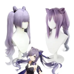 ATELA Original God Ting Neon Fast Rain sculpt klar peruk anime spel Carve clear cosplay dubbel hästsvans progressiva kattöron modellering 70cm><noscript><img width=