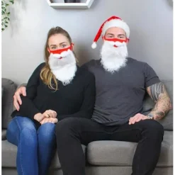 TrueNorth 2-pack Ansiktsmasker Roligt Skägg Jultomte Kostym Vuxna 2025 Jul (One Size) Jul Stilfulla Masker Bästa Julklapparna till Vänner><noscript><img width=
