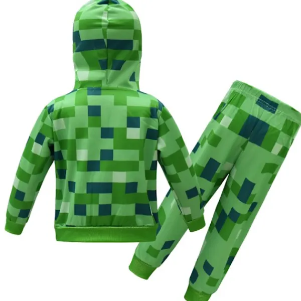 2-pack Barnkostymer Minecraft för barn, långärmad tröja med huva och byxor-FA- 160cm> Peruker