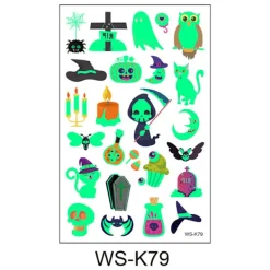 6-pack 3D Halloween-tatueringar (tillfälliga)> Smink