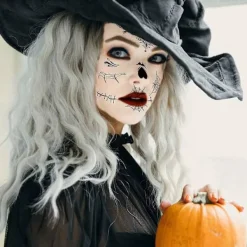 6-pack Dag för de döda Sockerkraniet Ansiktstemporär Tatuering Halloween Makeup Tatueringsdekaler för Halloween Maskeradfest><noscript><img width=