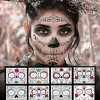 8-pack Dagen de Muertos sockerdödskalle ansikts-tatueringar - Tillfälliga tatueringar för Halloween-sminkning - Tatueringsdekaler för Halloween-maskeradfest | Fyndiq> Smink
