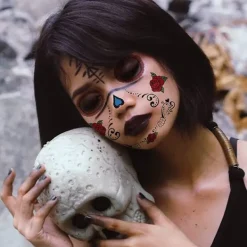 8-pack Dagen de Muertos sockerdödskalle ansikts-tatueringar - Tillfälliga tatueringar för Halloween-sminkning - Tatueringsdekaler för Halloween-maskeradfest | Fyndiq><noscript><img width=