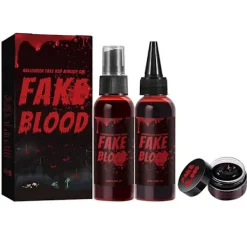 3-pack falskt blod rekvisita säker icke-irriterande sminkrekvisita för Halloween-festdekorationer> Smink