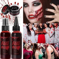 3-pack falskt blod rekvisita säker icke-irriterande sminkrekvisita för Halloween-festdekorationer> Smink