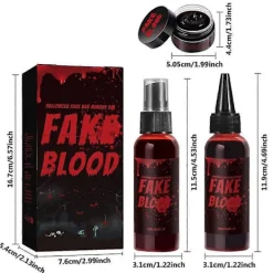 3-pack falskt blod rekvisita säker icke-irriterande sminkrekvisita för Halloween-festdekorationer><noscript><img width=
