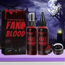 3-pack falskt blod rekvisita säker icke-irriterande sminkrekvisita för Halloween-festdekorationer><noscript><img width=
