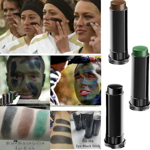 3-pack ögonfotboll ansiktsmålningsstift, taktisk ansiktskamouflageolja, utomhuscamping CS smink, fotbollstillbehör> Smink