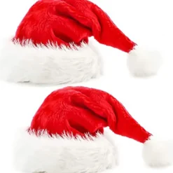 2-pack Julhatt för Vuxna Röd Fluffig Jultomtehatt för Vuxna Män Kvinnor Tonåringar> Huvudbonader