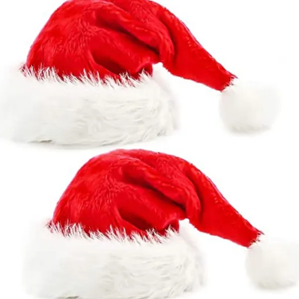 2-pack Julhatt för Vuxna Röd Fluffig Jultomtehatt för Vuxna Män Kvinnor Tonåringar> Huvudbonader
