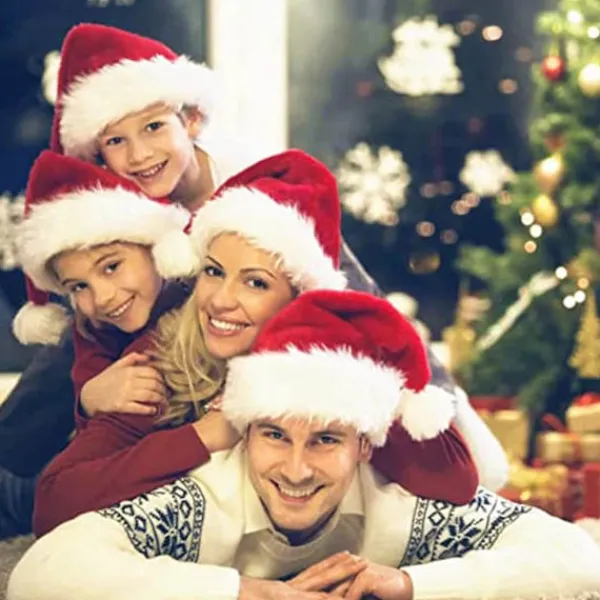 2-pack Julhatt för Vuxna Röd Fluffig Jultomtehatt för Vuxna Män Kvinnor Tonåringar> Huvudbonader