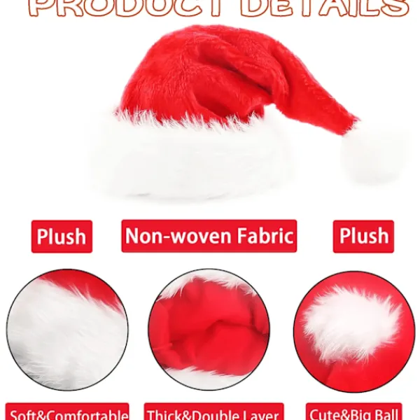 2-pack Julhatt för Vuxna Röd Fluffig Jultomtehatt för Vuxna Män Kvinnor Tonåringar> Huvudbonader