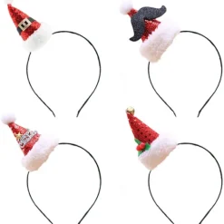 4-pack Julhatt med paljetter, Santa-hatt, diadem> Huvudbonader