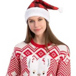 6-pack Jultomtehatt Rutig Tomtehatt Lyxig Plyschhatt för Juldräkt, Julfesttillbehör, Julbordsgåvor><noscript><img width=