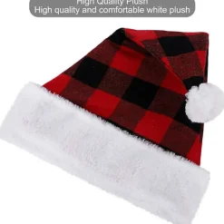 3-pack Jultomteluva i Sammet Röd Svart Rutiga Julpartytillbehör för Vuxna><noscript><img width=