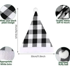 2-pack Jultomteluvor, röda och svarta rutiga plyschhattar för juldräktsfest><noscript><img width=