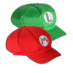 2-pack Mario och Luigi Hattar Röd och Grön Kepsar Vuxen> Huvudbonader